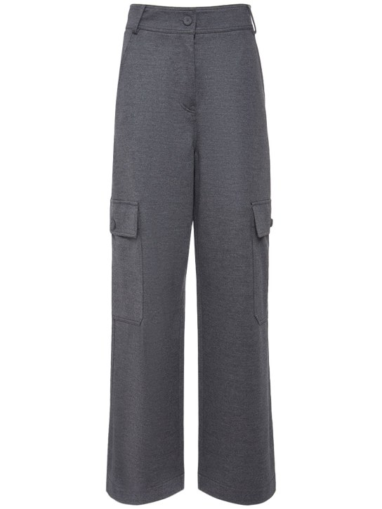 Max Mara: Pantalones cargo de jersey de lana - Gris - women_0 | Luisa Via Roma