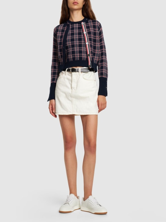 Thom Browne: Checked cashmere knit cropped vest - Multicolor - women_1 | Luisa Via Roma