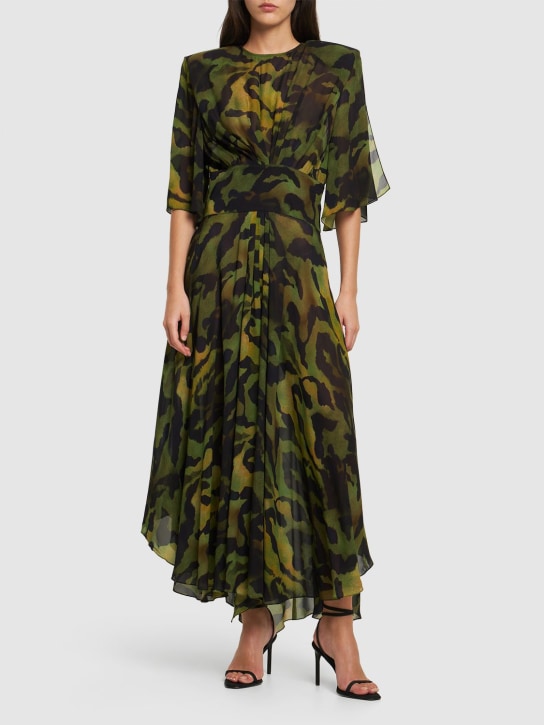 Alexandre Vauthier: Vestido largo de georgette estampado - Multicolor - women_1 | Luisa Via Roma