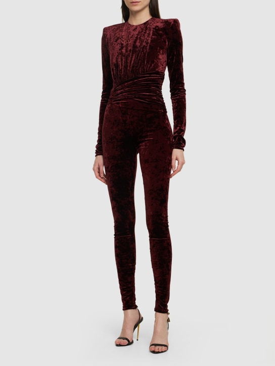 Alexandre Vauthier: Crushed velvet jumpsuit - Dark Red - women_1 | Luisa Via Roma