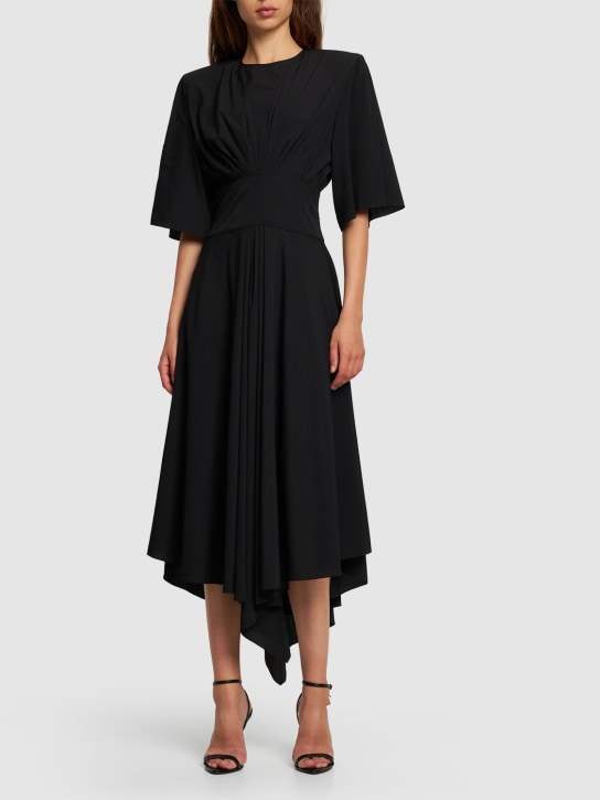 Alexandre Vauthier: Shiny jersey midi dress - Black - women_1 | Luisa Via Roma