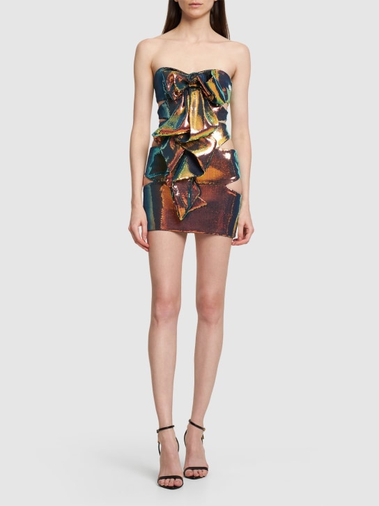Alexandre Vauthier: Sequined mini dress w/ bows - Multicolor - women_1 | Luisa Via Roma