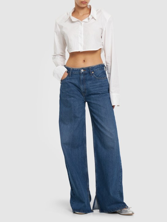RE/DONE: Jeans vita bassa loose fit in cotone - Blu - women_1 | Luisa Via Roma