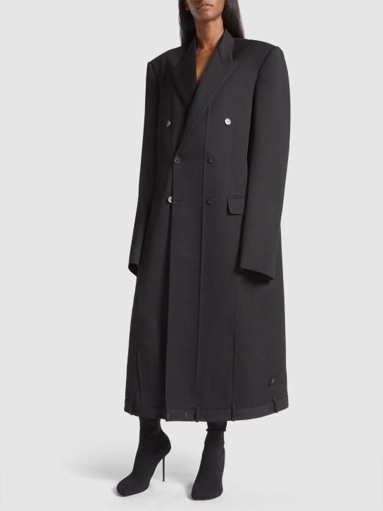 Balenciaga: Wool gabardine coat - Black - women_1 | Luisa Via Roma