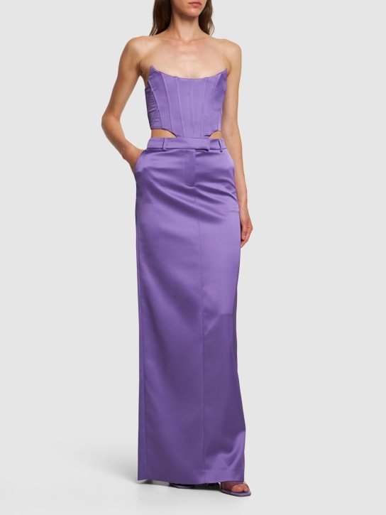 Giuseppe Di Morabito: Tailored satin long skirt - Purple - women_1 | Luisa Via Roma