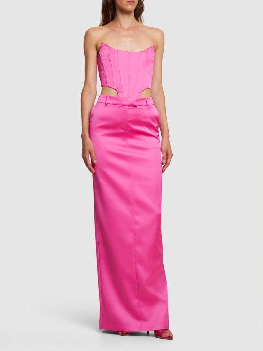 Giuseppe Di Morabito: Tailored satin long skirt - Hot Pink - women_1 | Luisa Via Roma