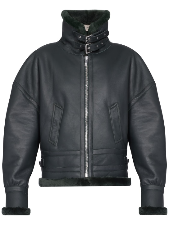 Alexandre Vauthier: Leather biker jacket w/ buckle straps - Black - women_0 | Luisa Via Roma