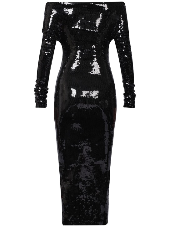 Alexandre Vauthier: Sequined long sleeve midi dress - Black - women_0 | Luisa Via Roma