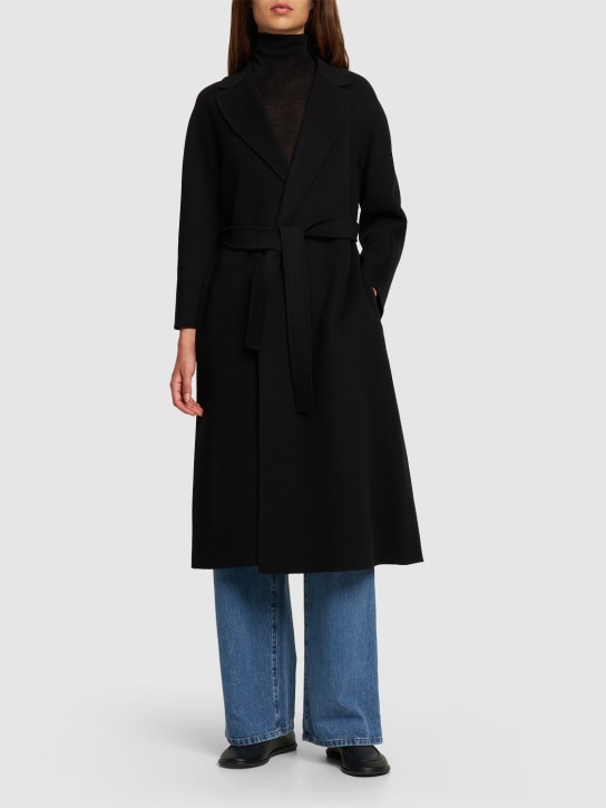 'S Max Mara: Esturia belted double wool long coat - Black - women_1 | Luisa Via Roma