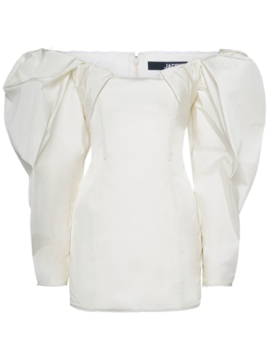 Jacquemus: Vestido corto de crepe - Blanco - women_0 | Luisa Via Roma