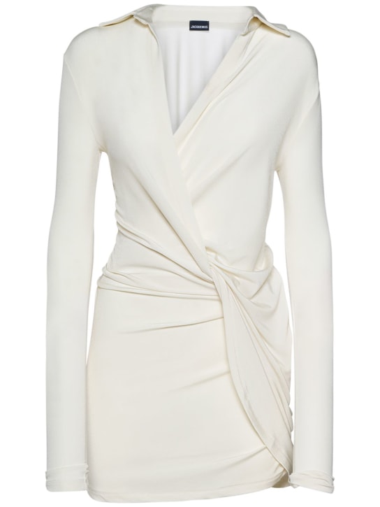 Jacquemus: La Robe Bahia viscose jersey mini dress - White - women_0 | Luisa Via Roma