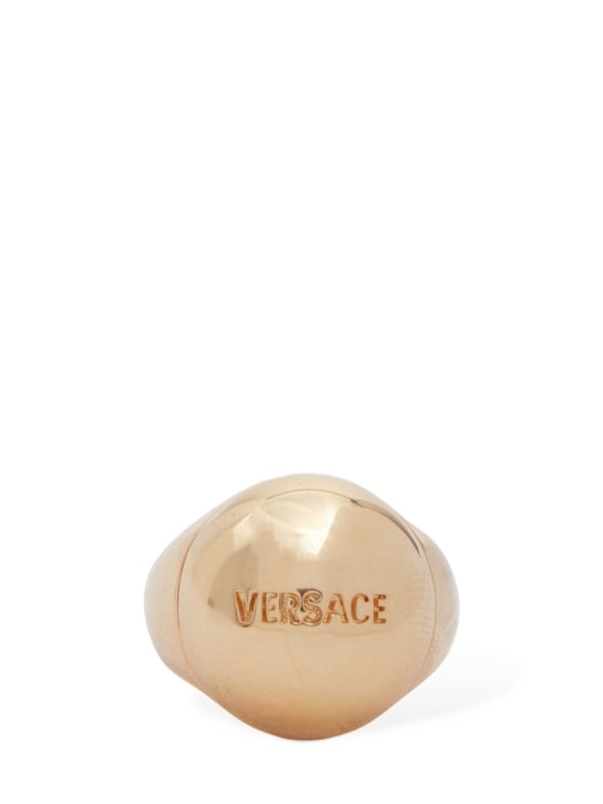 Versace: Logo lettering bold ring - Gold - men_0 | Luisa Via Roma