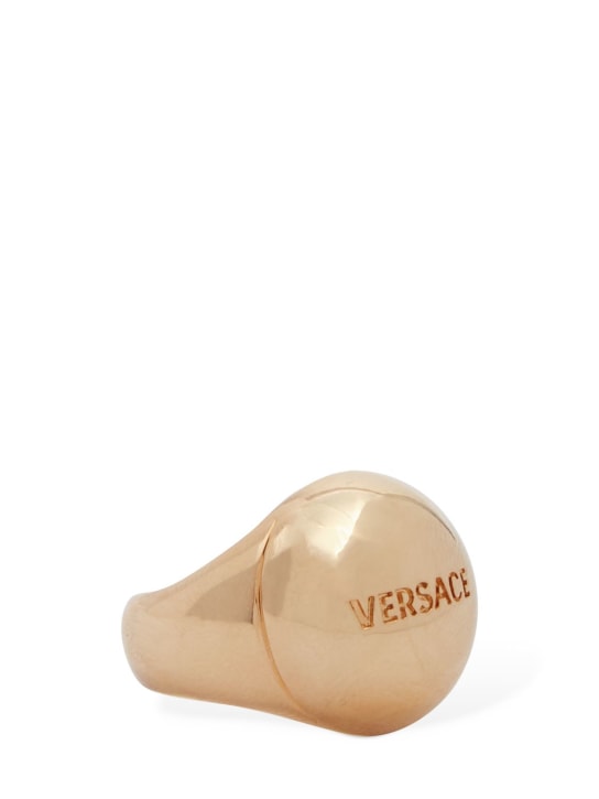 Versace: Logo lettering bold ring - Gold - men_1 | Luisa Via Roma