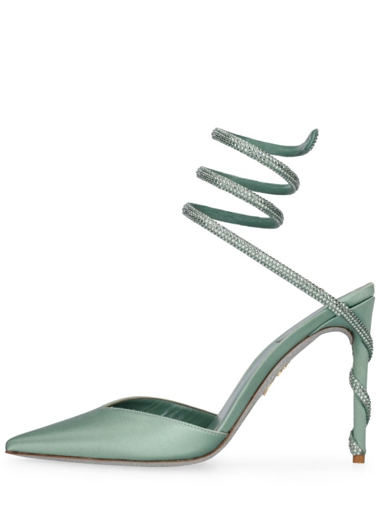 René Caovilla: Zapatos de tacón de satén 105mm - Verde Claro - women_0 | Luisa Via Roma