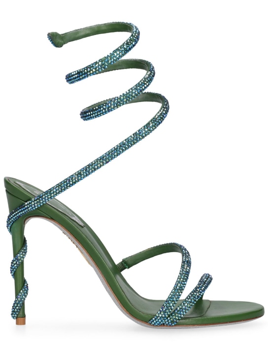 René Caovilla: 105mm Margot satin & crystal sandals - Green - women_0 | Luisa Via Roma