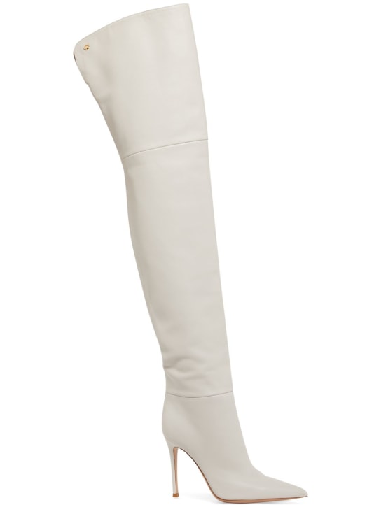 Gianvito Rossi: 105mm Joy Cuissard leather boots - Off-White - women_0 | Luisa Via Roma