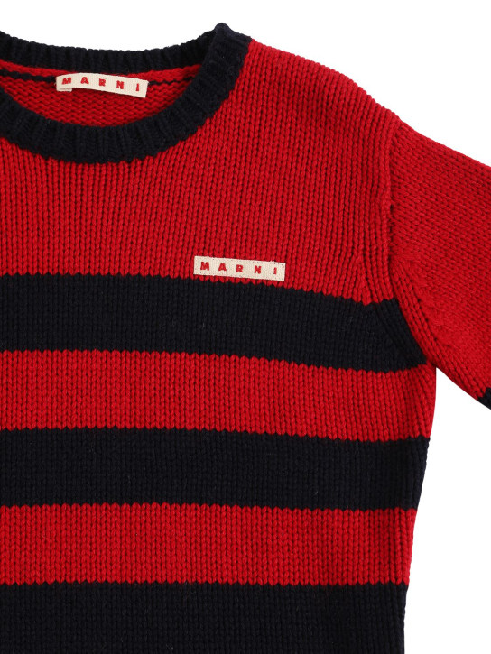 Marni Junior: Suéter de mezcla de viscosa a rayas - Rojo/Negro - kids-boys_1 | Luisa Via Roma