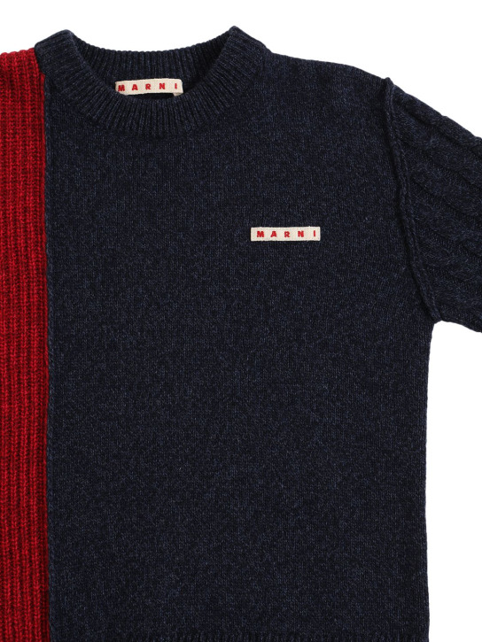 Marni Junior: Color block wool blend sweater w/logo - kids-girls_1 | Luisa Via Roma