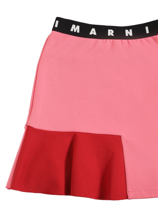 Marni Junior: Jupe en coton color-block avec bande logo - kids-girls_1 | Luisa Via Roma
