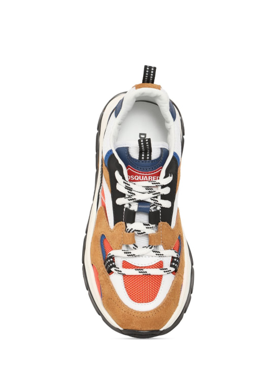 Dsquared2: Leather & tech lace-up sneakers - Multicolor - kids-boys_1 | Luisa Via Roma