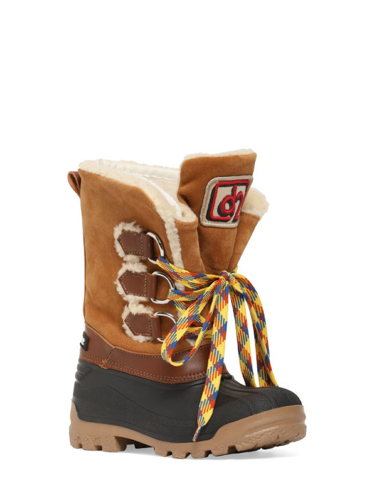 Dsquared2: Suede & rubber snow boots - Brown - kids-girls_1 | Luisa Via Roma