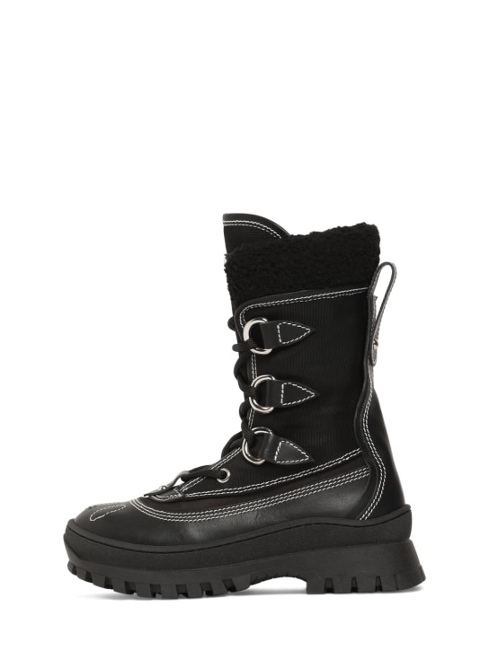 Dsquared2: Leather & tech snow boots - Black - kids-girls_0 | Luisa Via Roma
