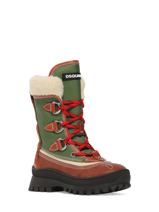 Dsquared2: Leather & tech snow boots - Multicolor - kids-boys_1 | Luisa Via Roma