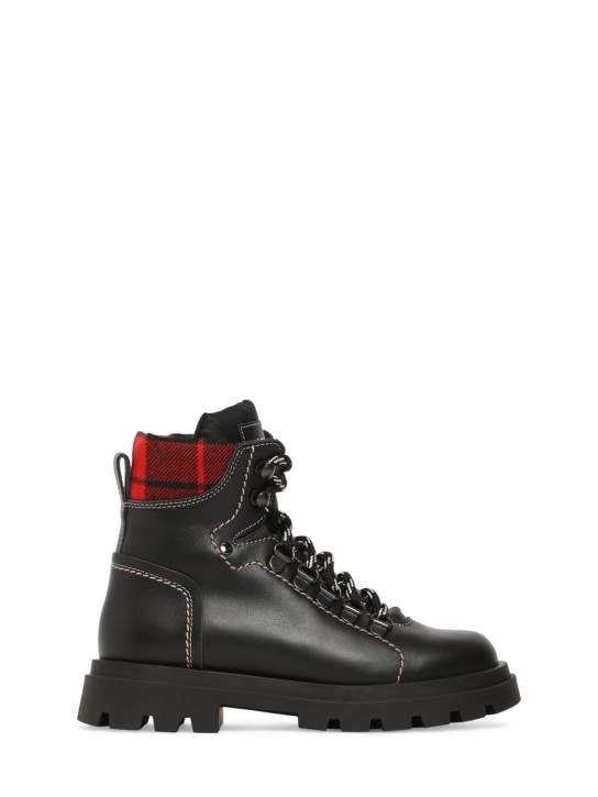 Dsquared2: Leather snow boots - Black - kids-boys_0 | Luisa Via Roma