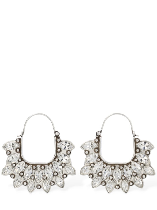 Isabel Marant: Celenia crystal hoop earrings - Silver - women_0 | Luisa Via Roma