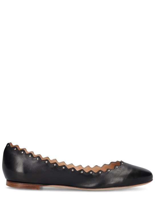 Chloé: Chaussures plates en cuir verni Lauren 10 mm - Noir - women_0 | Luisa Via Roma