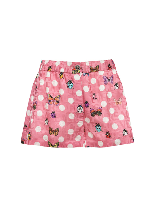 Versace: Bedruckte Shorts aus Seidenmischtwill - Multi Pink - women_0 | Luisa Via Roma
