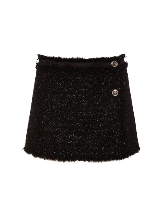 Versace: Minifalda de tweed con lúrex - Multicolor - women_0 | Luisa Via Roma