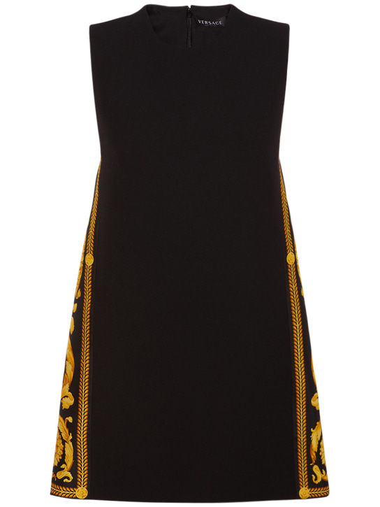 Versace: Vestido corto de satén - Multi/Negro - women_0 | Luisa Via Roma