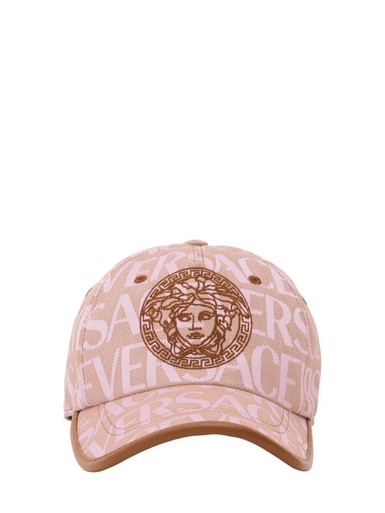 Versace: Medusa logo tech canvas baseball cap - Light Pink - women_0 | Luisa Via Roma