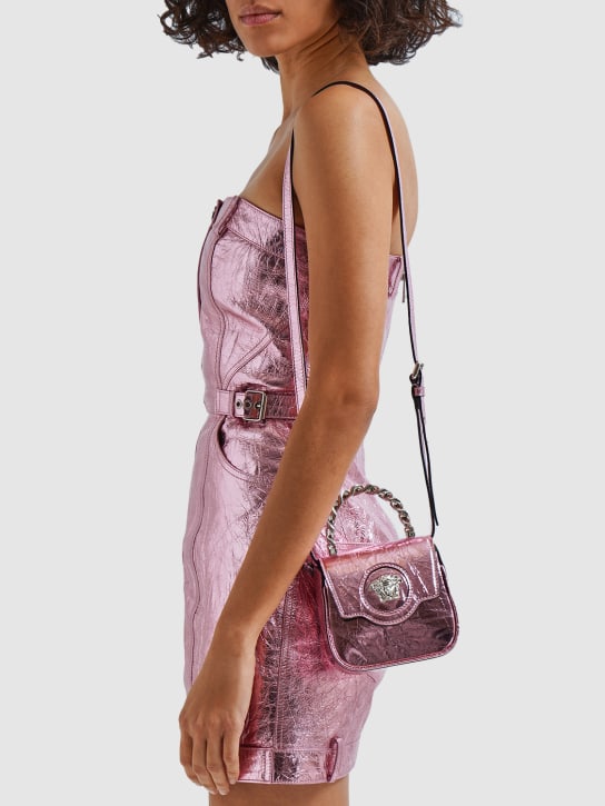 Versace: Micro Medusa leather top handle bag - women_1 | Luisa Via Roma