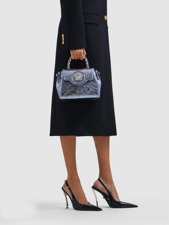 Versace: Small Medusa leather top handle bag - Lavender - women_1 | Luisa Via Roma