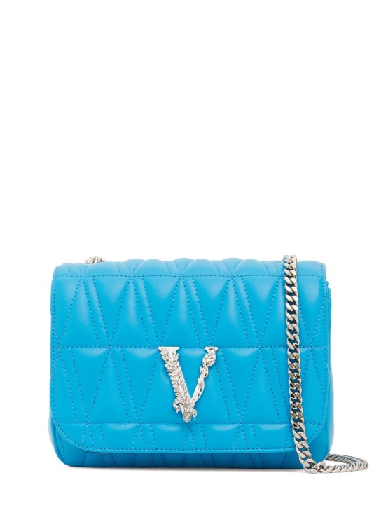 Versace: V logo leather shoulder bag - women_0 | Luisa Via Roma