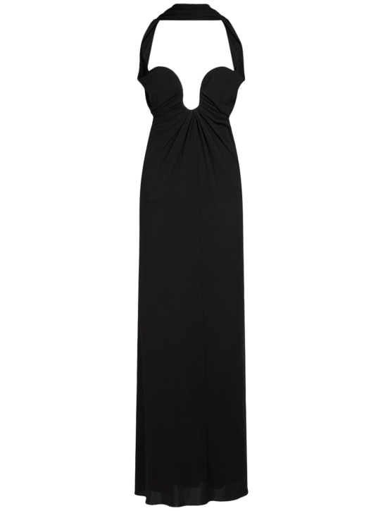 Saint Laurent: Viscose & silk long dress - Black - women_0 | Luisa Via Roma
