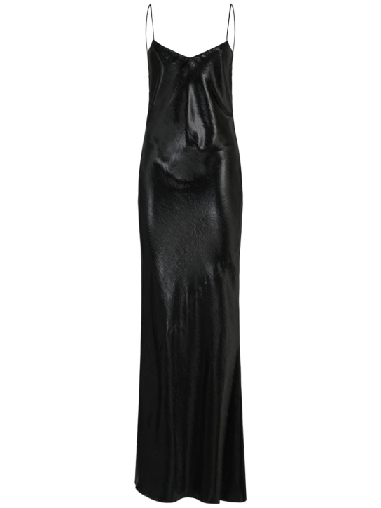 Saint Laurent: Vestido largo de acetato - Negro - women_0 | Luisa Via Roma