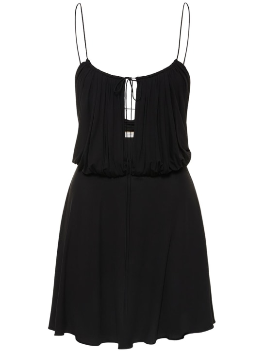 Saint Laurent: Viscose mini dress - Black - women_0 | Luisa Via Roma