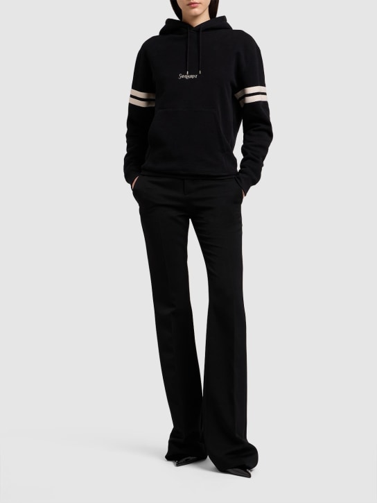 Saint Laurent: Embroidered cotton hoodie - Black - women_1 | Luisa Via Roma