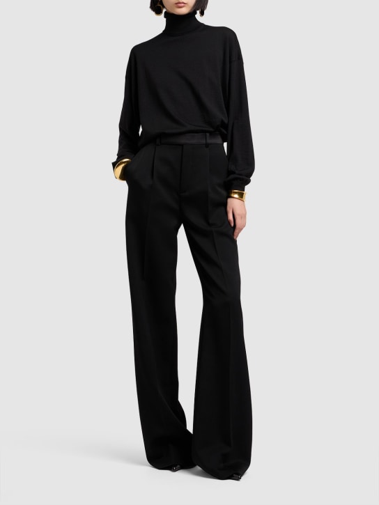 Saint Laurent: Tailored wool pants - Black - women_1 | Luisa Via Roma