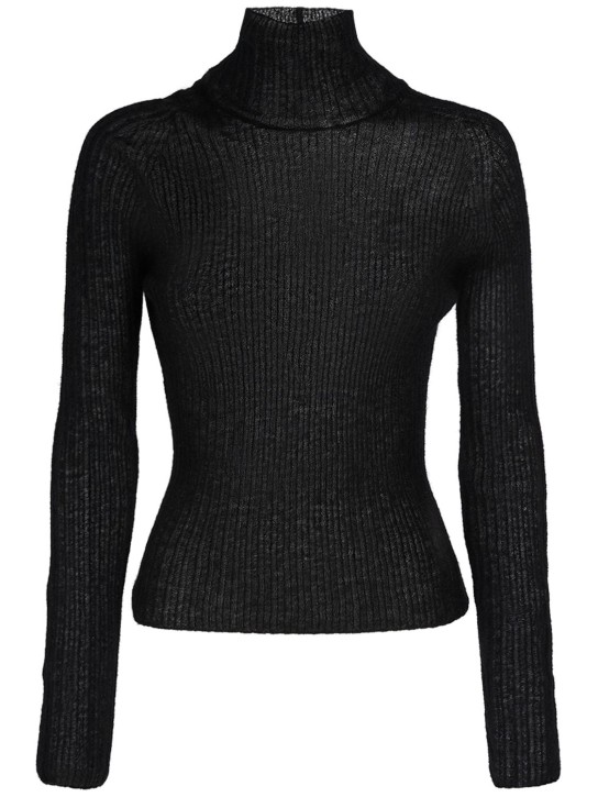 Saint Laurent: Mohair blend turtleneck sweater - Black - women_0 | Luisa Via Roma