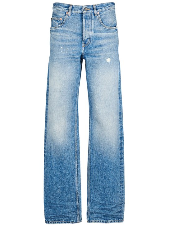 Saint Laurent: Baggy cotton denim wide jeans - Medium Blue - women_0 | Luisa Via Roma