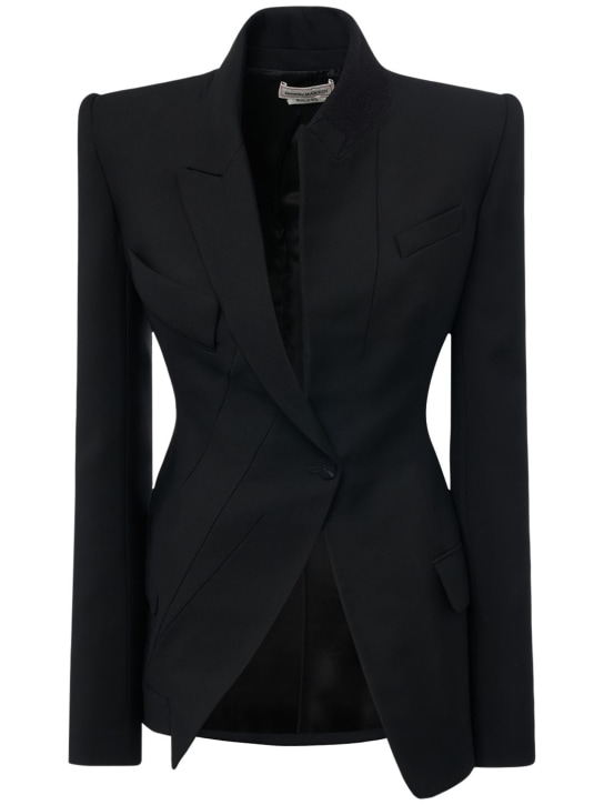 Alexander McQueen: Sartorial wool asymmetric blazer - Black - women_0 | Luisa Via Roma