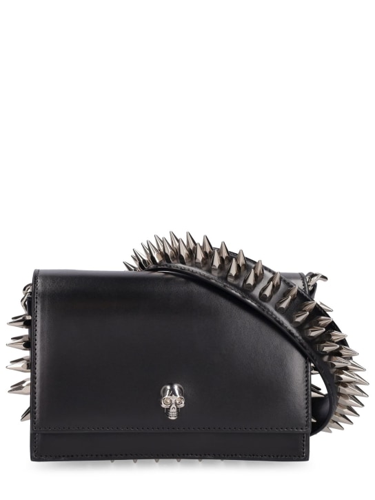Alexander McQueen: Small Skull leather shoulder bag - Black - women_0 | Luisa Via Roma
