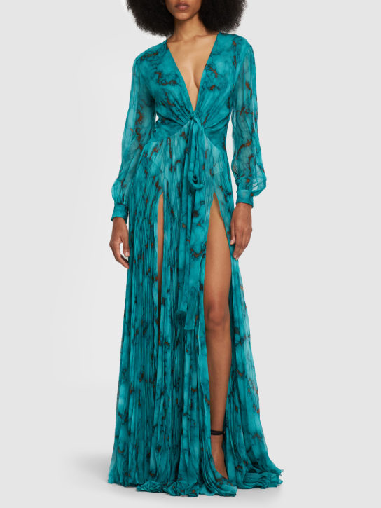 Roberto Cavalli: Printed silk chiffon long dress - women_1 | Luisa Via Roma