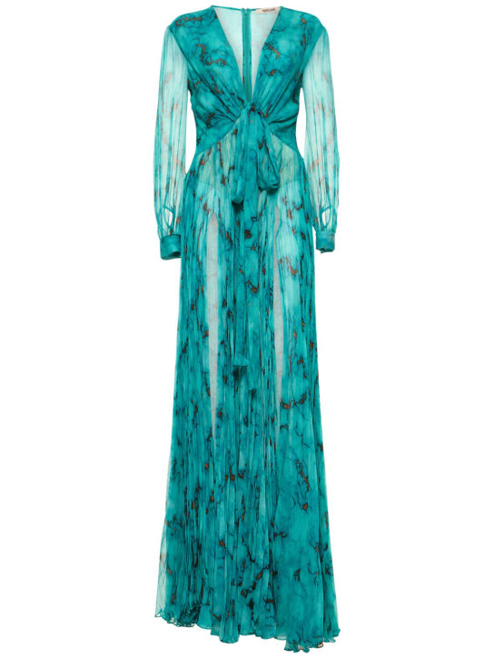 Roberto Cavalli: Printed silk chiffon long dress - women_0 | Luisa Via Roma