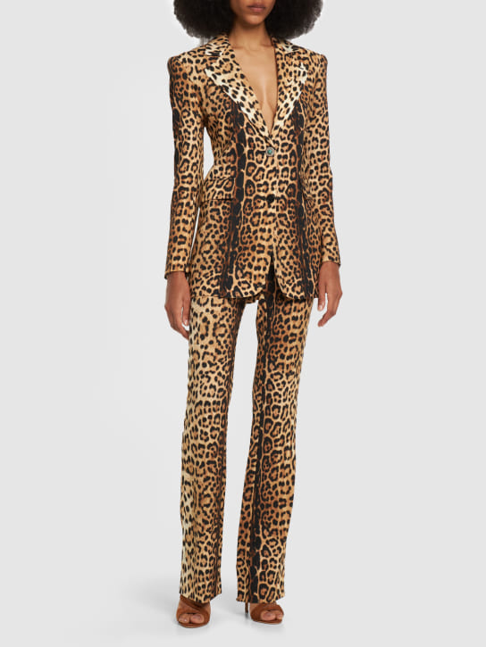 Roberto Cavalli: Jaguar printed single breasted blazer - Multicolor - women_1 | Luisa Via Roma