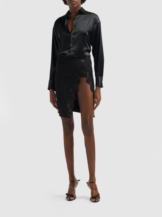Dsquared2: Dana wool pencil skirt w/lace - Black - women_1 | Luisa Via Roma